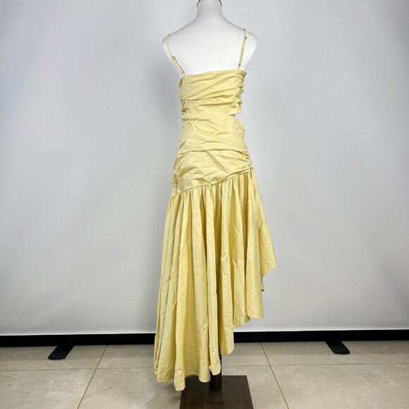 NWOT Farm Rio Cotton Asymmetric Irregular Pleated Midi Dress XS Hollowed Waist - Picture 5 of 12